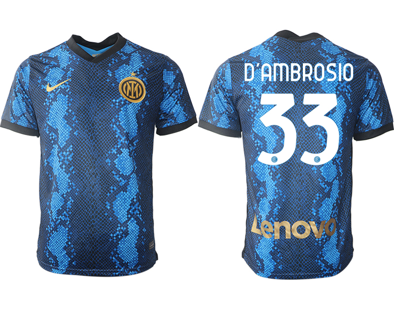 Men 2021-2022 Club Inter Milan home blue aaa versio #33 Nike Soccer Jersey->inter milan jersey->Soccer Club Jersey